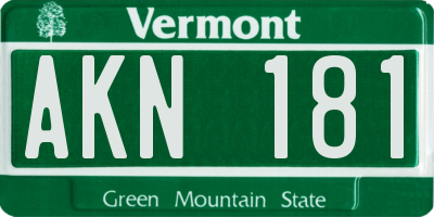 VT license plate AKN181