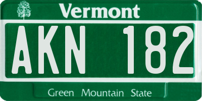 VT license plate AKN182