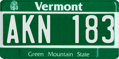 VT license plate AKN183