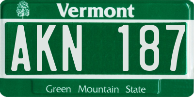 VT license plate AKN187
