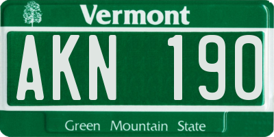 VT license plate AKN190