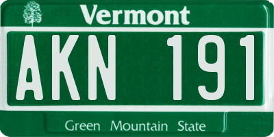 VT license plate AKN191
