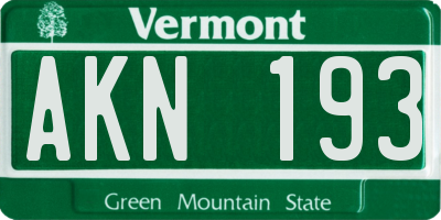 VT license plate AKN193