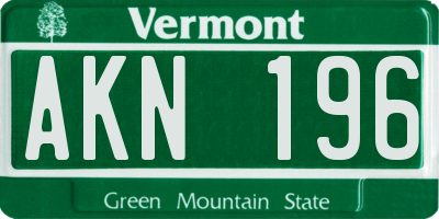 VT license plate AKN196
