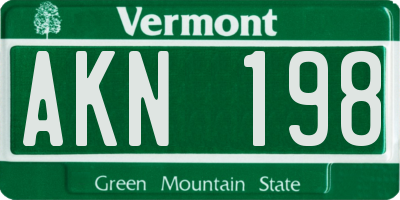 VT license plate AKN198