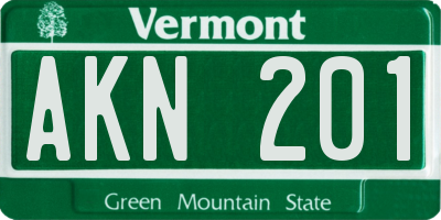 VT license plate AKN201