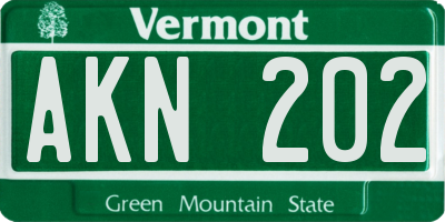 VT license plate AKN202