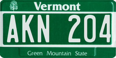 VT license plate AKN204