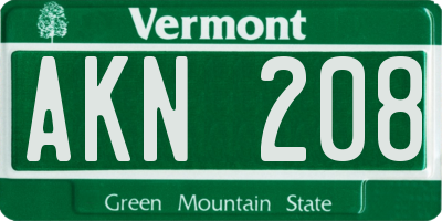 VT license plate AKN208