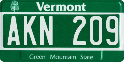 VT license plate AKN209