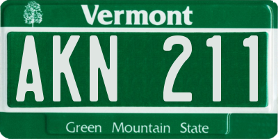 VT license plate AKN211