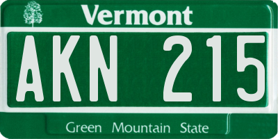 VT license plate AKN215