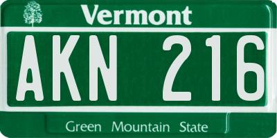 VT license plate AKN216