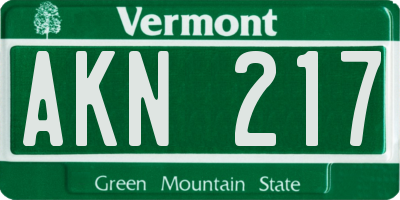 VT license plate AKN217