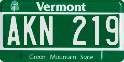 VT license plate AKN219