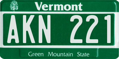 VT license plate AKN221
