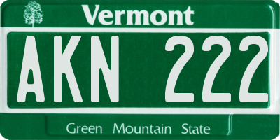 VT license plate AKN222