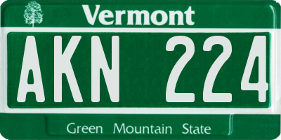 VT license plate AKN224
