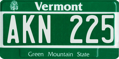 VT license plate AKN225