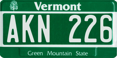 VT license plate AKN226