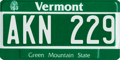 VT license plate AKN229