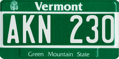 VT license plate AKN230