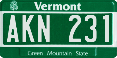 VT license plate AKN231