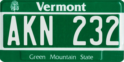 VT license plate AKN232