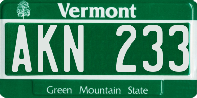 VT license plate AKN233