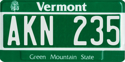 VT license plate AKN235