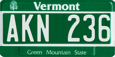 VT license plate AKN236