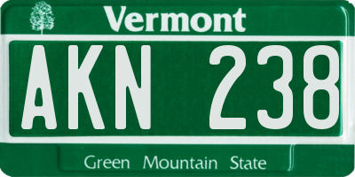 VT license plate AKN238