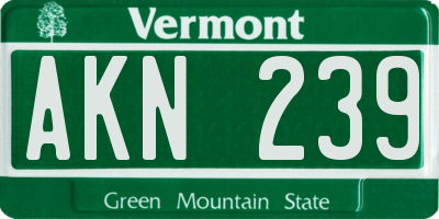 VT license plate AKN239