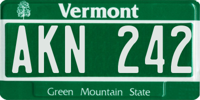 VT license plate AKN242