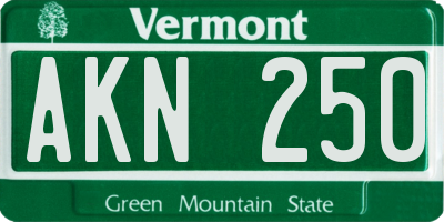 VT license plate AKN250