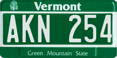VT license plate AKN254