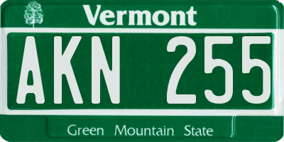 VT license plate AKN255