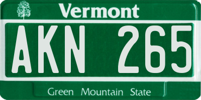 VT license plate AKN265
