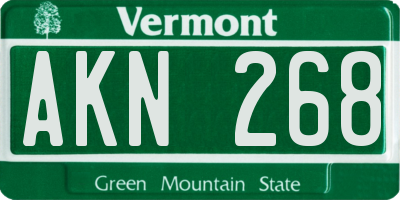 VT license plate AKN268