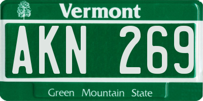 VT license plate AKN269