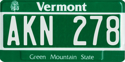 VT license plate AKN278