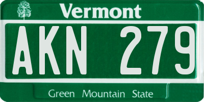 VT license plate AKN279