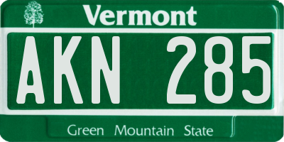 VT license plate AKN285