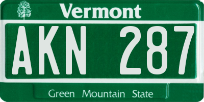 VT license plate AKN287
