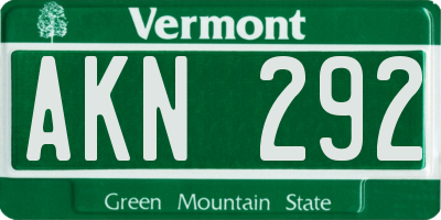 VT license plate AKN292