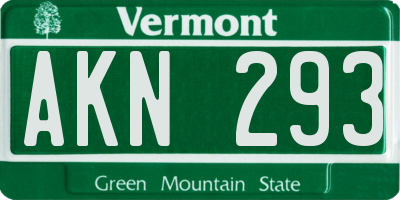 VT license plate AKN293