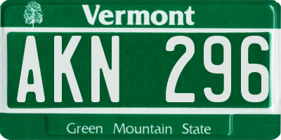 VT license plate AKN296