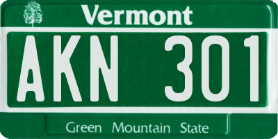 VT license plate AKN301