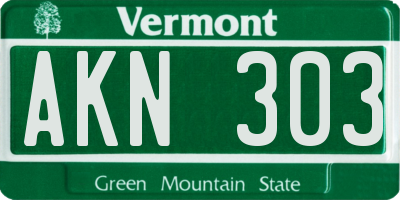 VT license plate AKN303