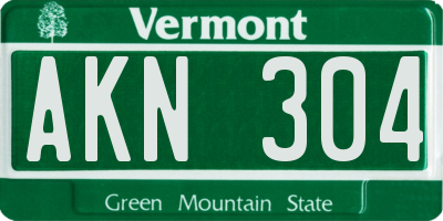VT license plate AKN304